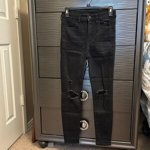 Black American Eagle Super Hi-Rise Jeggings Size 4 Short